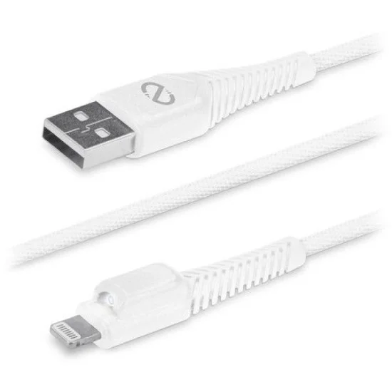 Naztech Rugged Led Mfi Lightning Charge And Sync Cable (4', White)